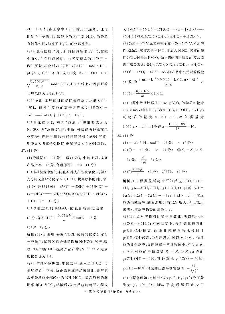 2023届河南省名校青桐鸣高三5月大联考理科综合 试卷02