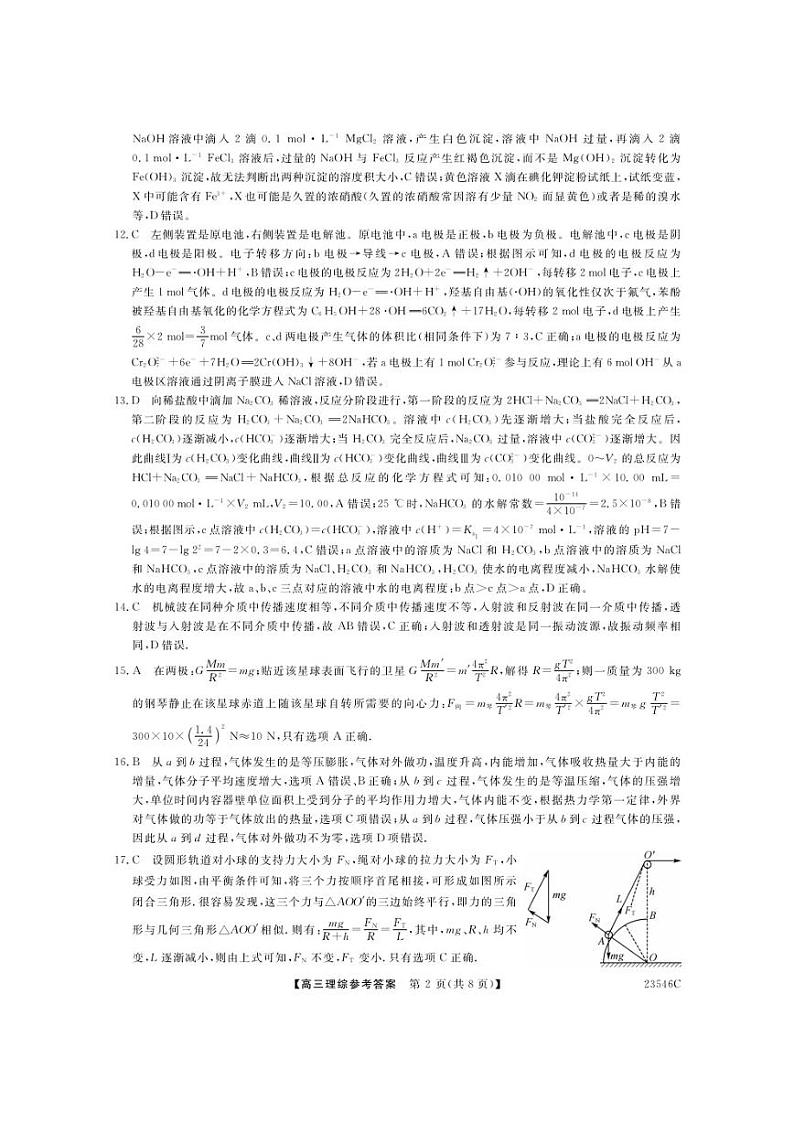 山西省朔州市怀仁市第一中学2022-2023学年高三下学期第三次模拟理综答案 试卷02