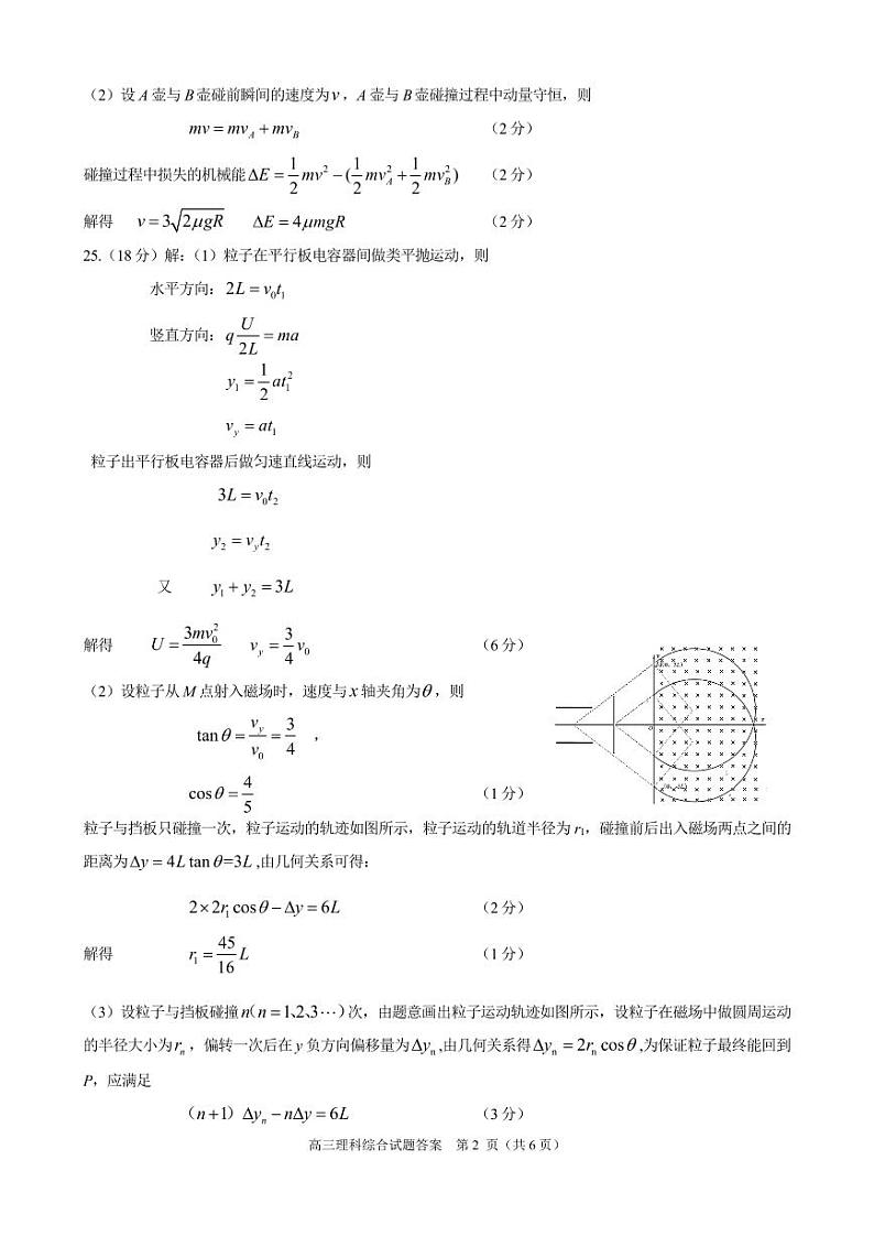 2022年安徽省合肥市高三二模理科综合理综试卷答案02