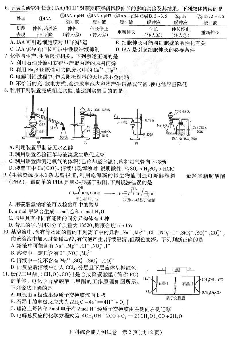 黑龙江省哈尔滨市哈师大附中2021年高三第三次模拟考试理综【试题+答案】第2页