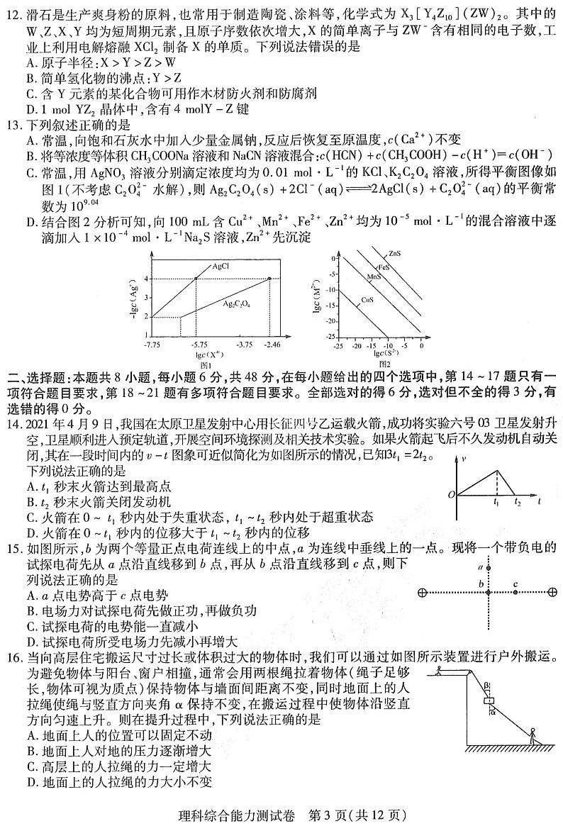 黑龙江省哈尔滨市哈师大附中2021年高三第三次模拟考试理综【试题+答案】第3页