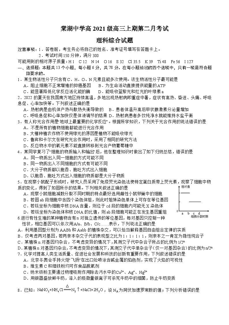 四川省成都市双流棠湖中学2023-2024学年高三上学期10月月考理综第1页