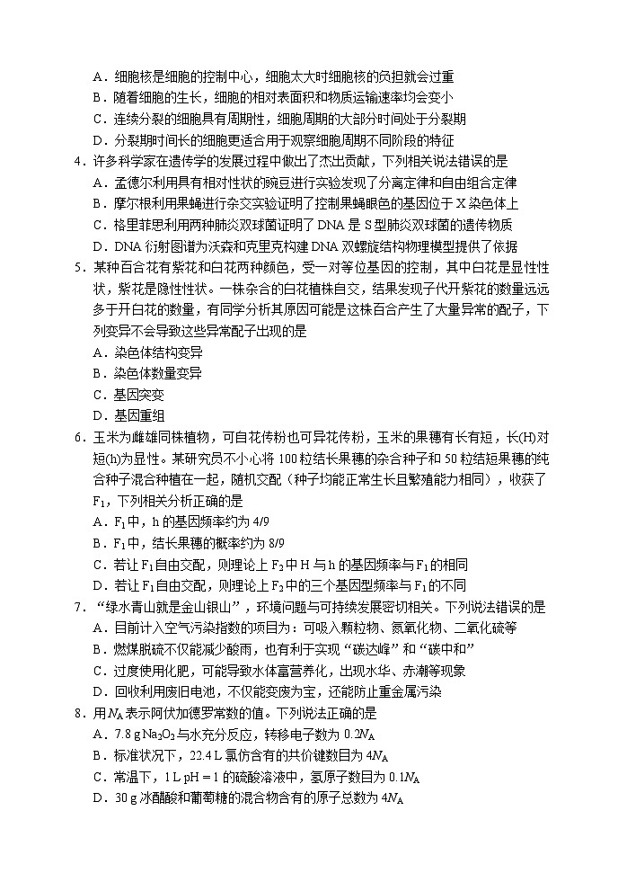四川省容城名校联盟2024届高三第一次联考理科综合能力测试试题第2页