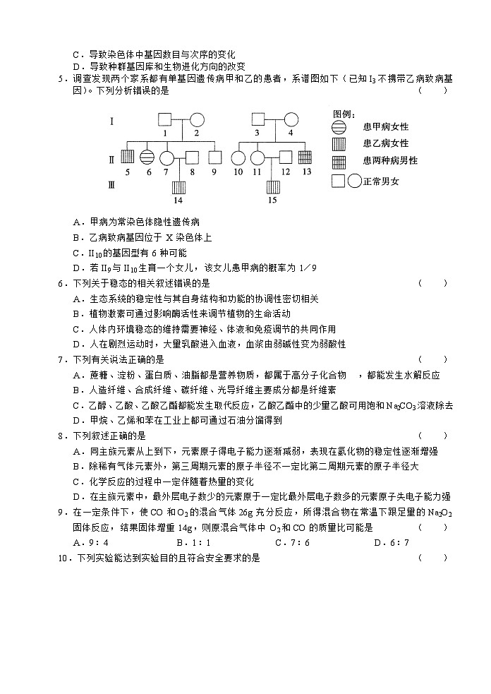 山东省高考理综冲刺卷及答案（二）第2页