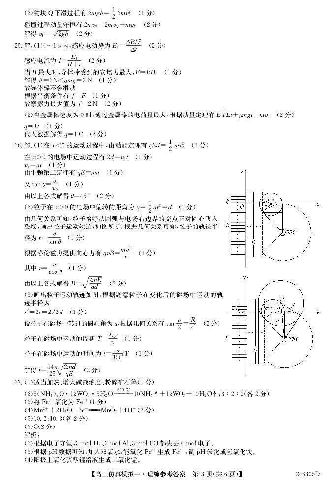 2024河南省TOP二十名校高三上学期仿真模拟（一）理综PDF版含答案03