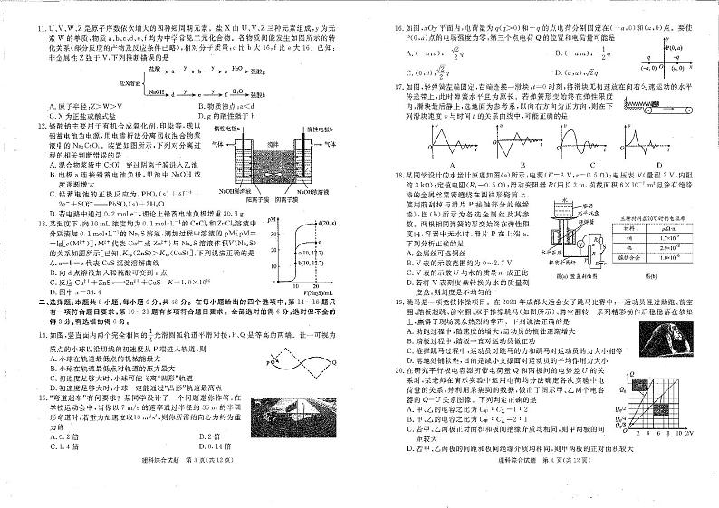 2024雅安高三上学期第一次诊断性考试理综PDF版含答案02
