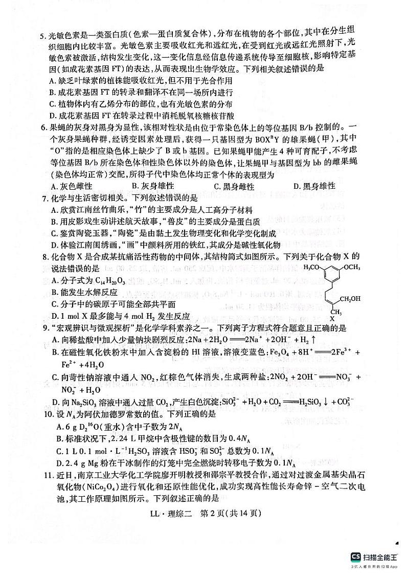 2024届高三上学期名校学术联盟·高考模拟信息卷&押题卷（二）理科综合试题第2页