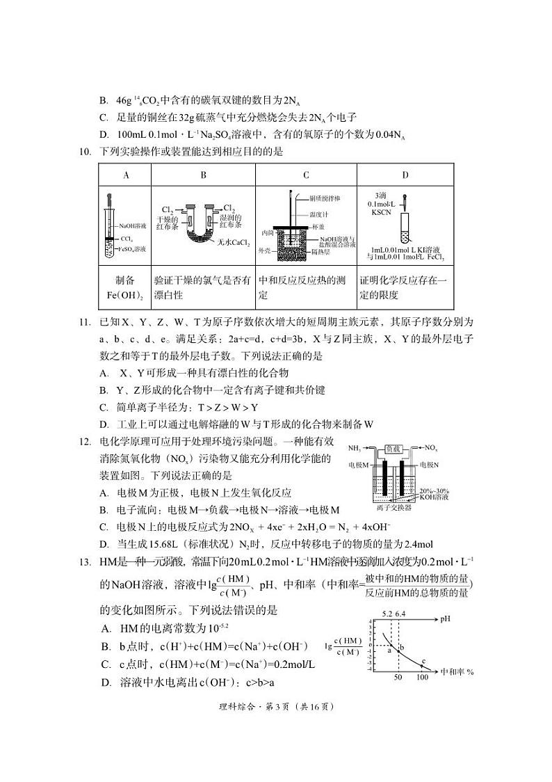 （教研室）2024届四川省巴中市普通高中高三“一诊”考试理综试题第3页