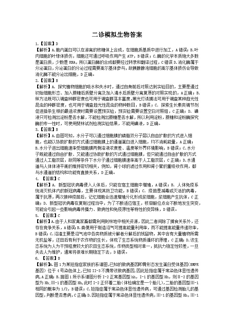 2024届四川省成都市石室中学高三下学期二诊模拟考试理科综合试题01