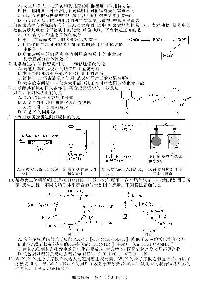 2023年普通高等学校全国统一模拟招生考试新未来元月考试高三上学期理综试题及答案第2页