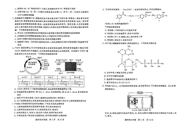 2024届山西高三第二次学业质量评价理科综合试题第2页