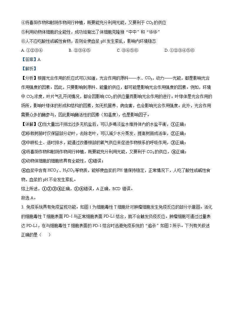 2024届河南省开封市高三下学期第二次质量检测理综生物试题（原卷版+解析版）02