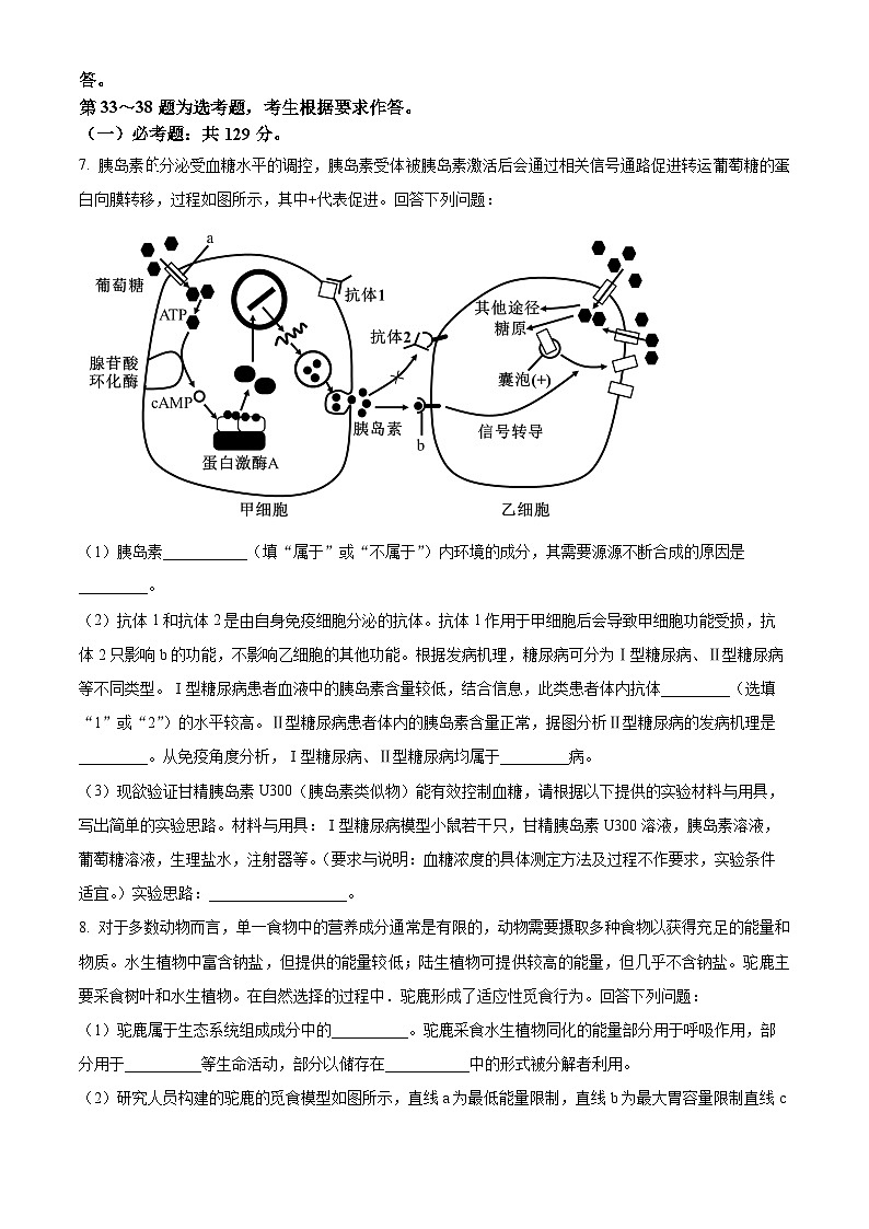 2024届陕西省西安博爱国际学校高三下学期一模理综生物试题（原卷版+解析版）03