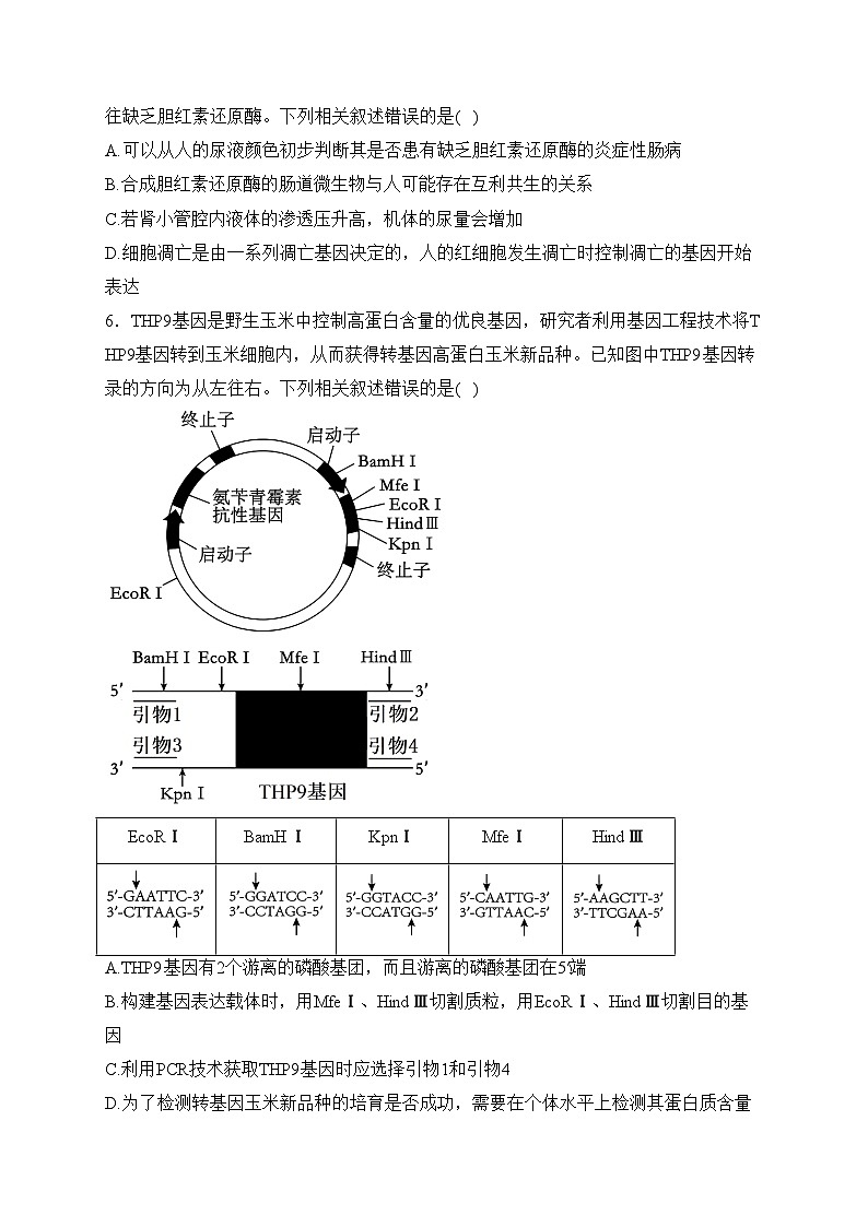 山西2024届高三第二次学业质量评价理综生物试卷(含答案)第3页