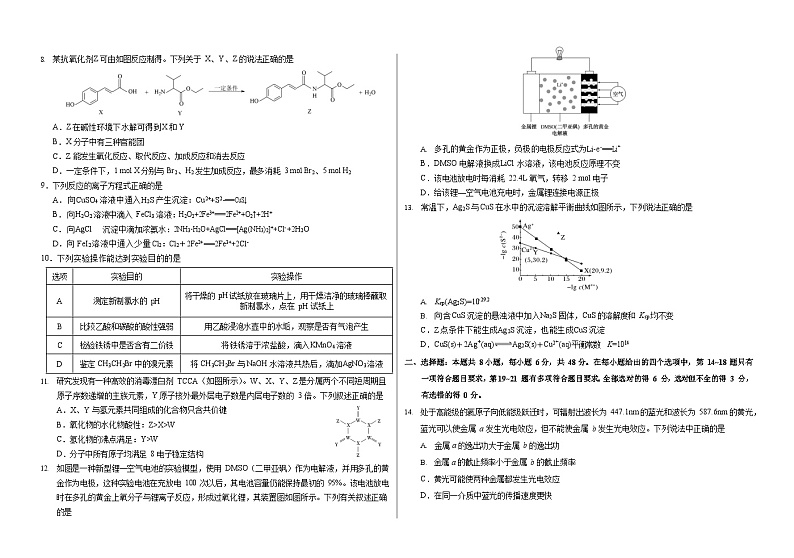 2024中学生标准学术能力诊断性测试高三下学期3月测试理综含答案02