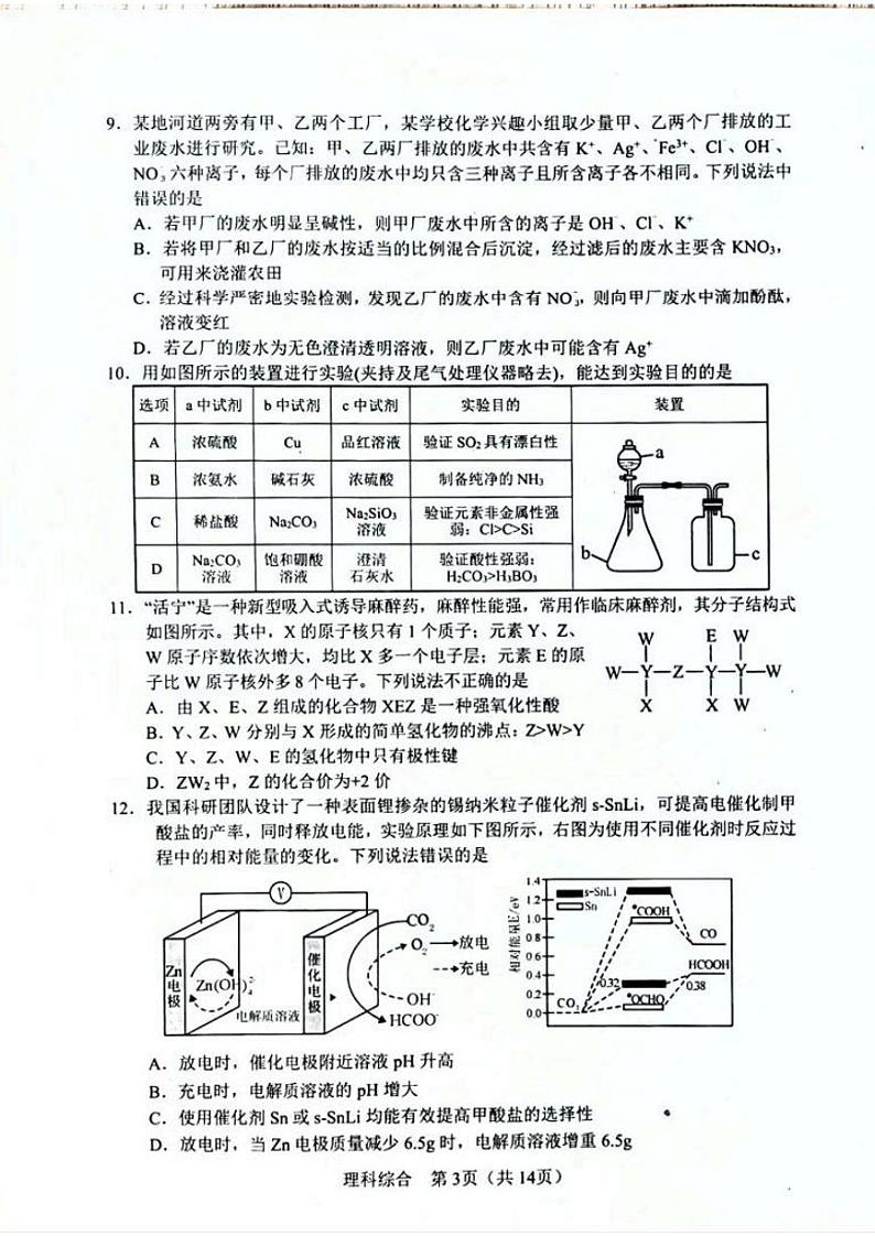 2024届陕西省宝鸡市高三下学期第二次模拟考试理科综合试题第3页
