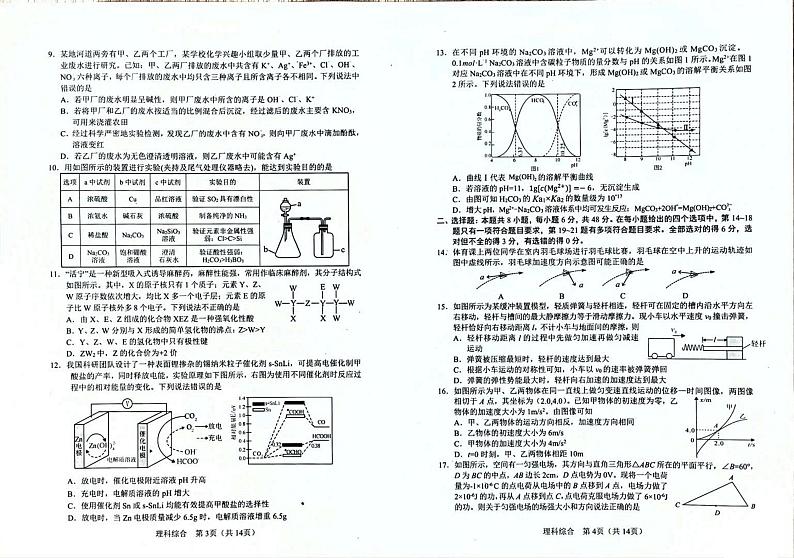 陕西省宝鸡市2024届高三下学期高考模拟检测（二）理综试卷（PDF版附答案）第2页