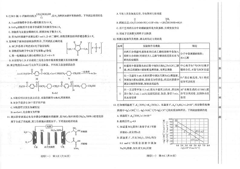 太原市2024年高三年级模拟考试（一）理综试题（附参考答案）02