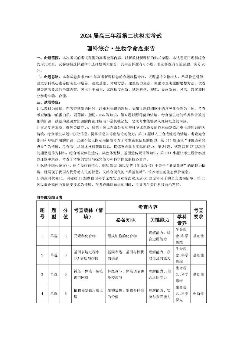 河南省四市2023-2024学年高三3月联考（焦作二模）理科综合试题01