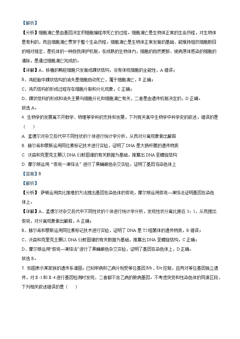 2024届名校学术联盟高三下学期模拟卷理综试卷-高中生物（原卷版+解析版）03