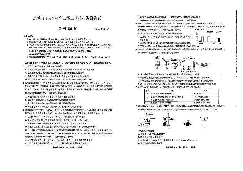 山西省运城市2024届高三下学期二模理综试题（PDF版附答案）01