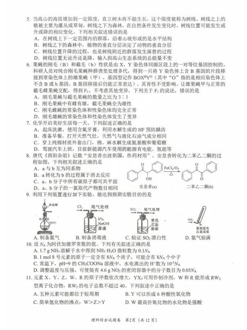 四川省绵阳市2024届高三下学期第三次诊断性考试理综试题（PDF版附答案）02