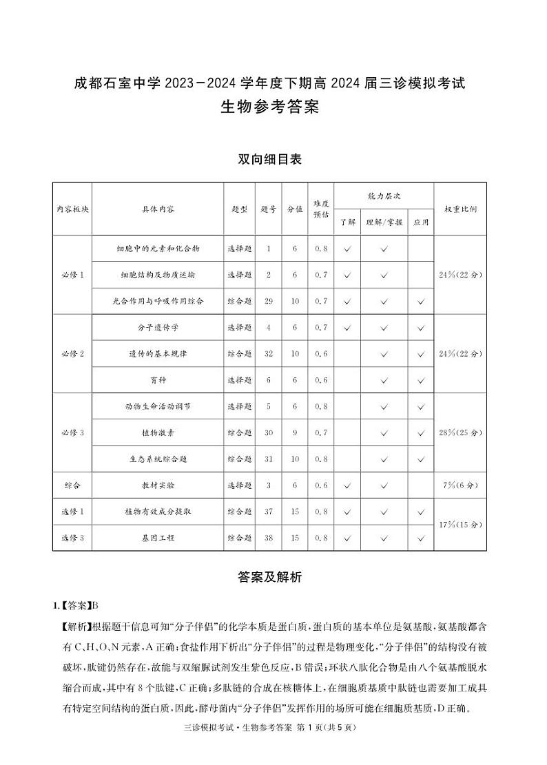 生物参考答案6第1页
