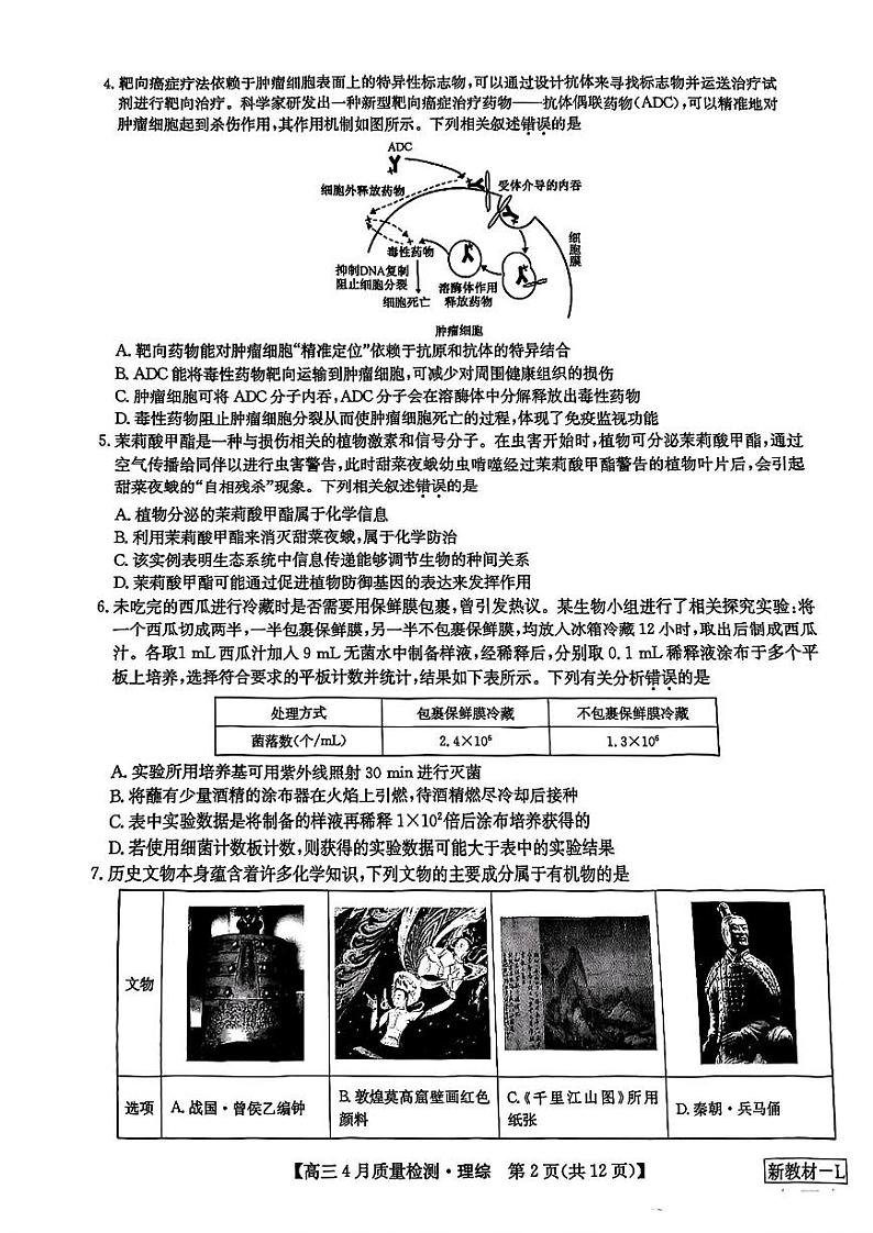 九师联盟理科综合试题第2页