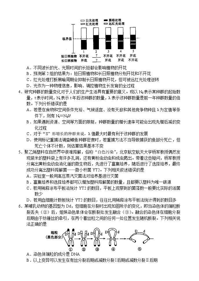 2024届河南省TOP二十名校高三下学期4月冲刺（一）理科综合试卷02