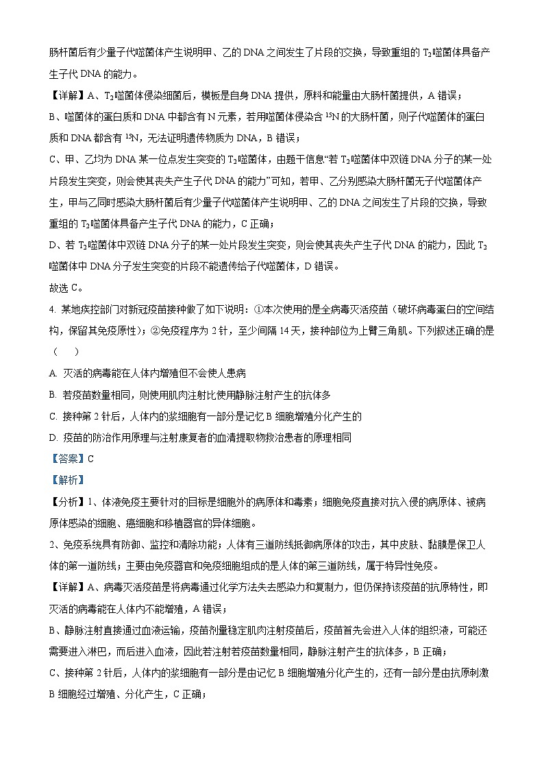 2024届青海省百所名校高三下学期二模理科综合试题-高中生物（原卷版+解析版）03