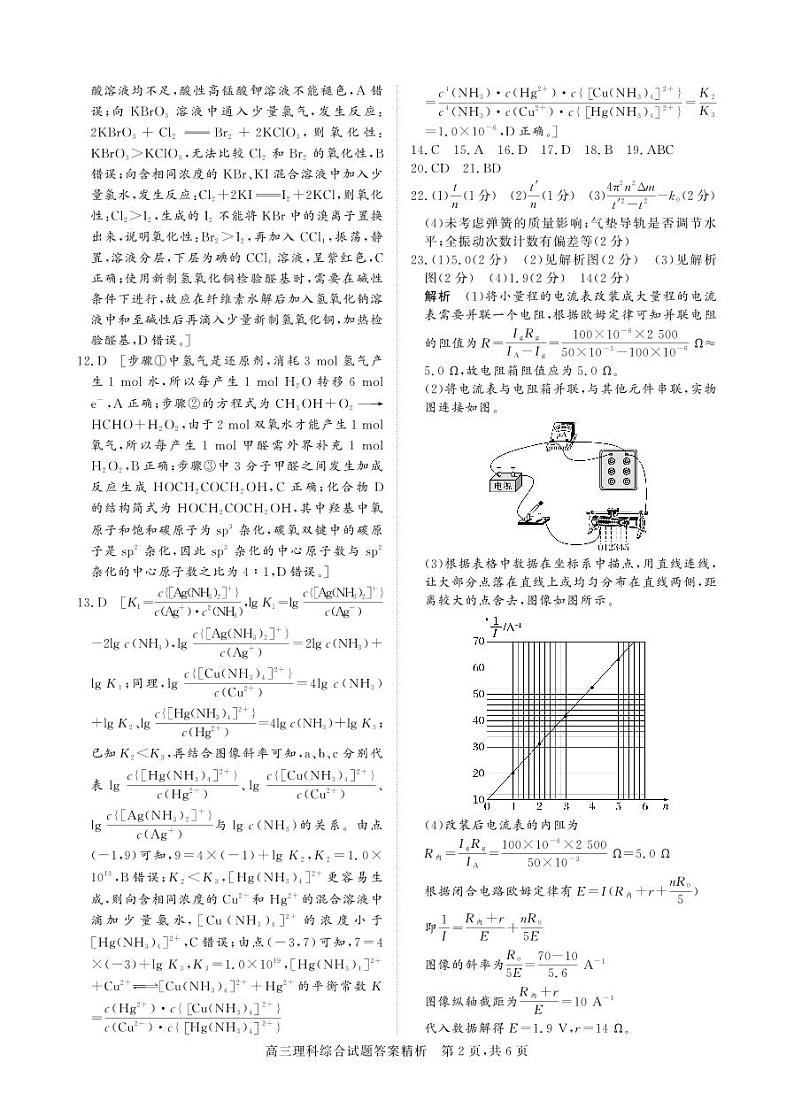 2024届山西省朔州市怀仁市第一中学校高三下学期四模理科综合试题02