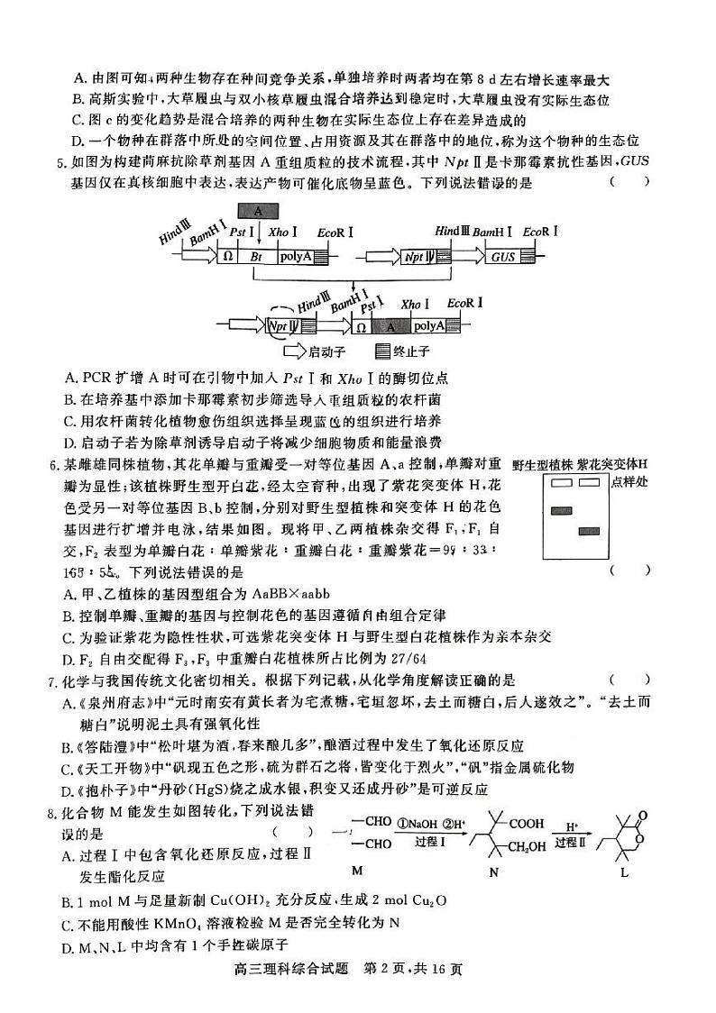 2024届山西省朔州市怀仁市第一中学校高三下学期四模理科综合试题02