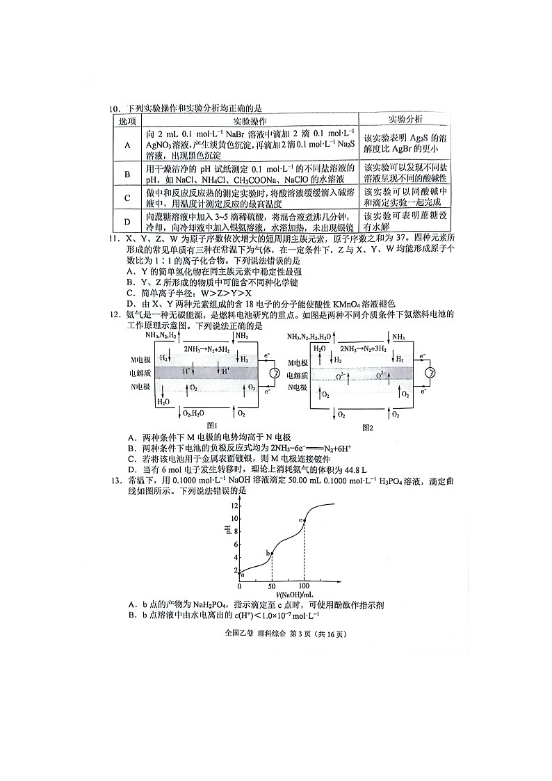 2024届高三5月大联考（全国乙卷）理综试题第3页
