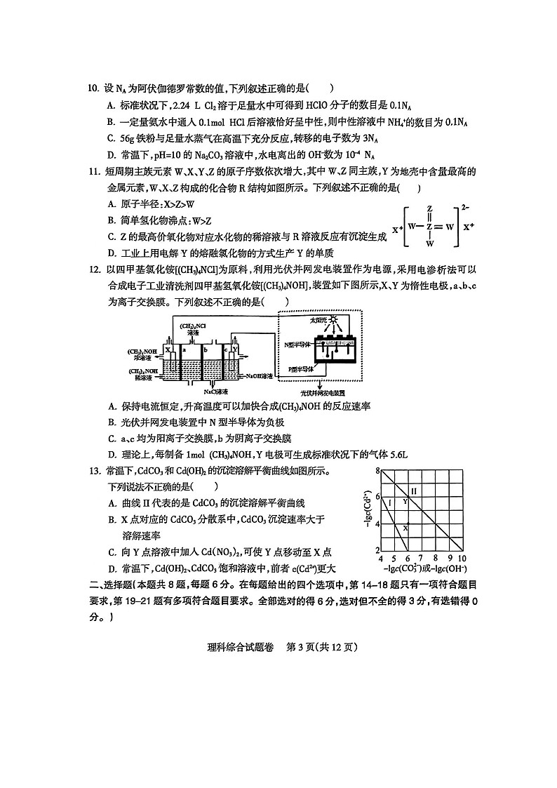 2024届四川省凉山州高三下学期三诊考试理科综合试题第3页