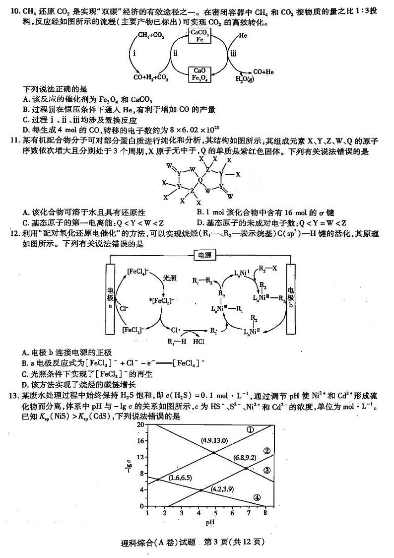 2024晋中高三下学期5月高考适应训练考试理综PDF版含答案03
