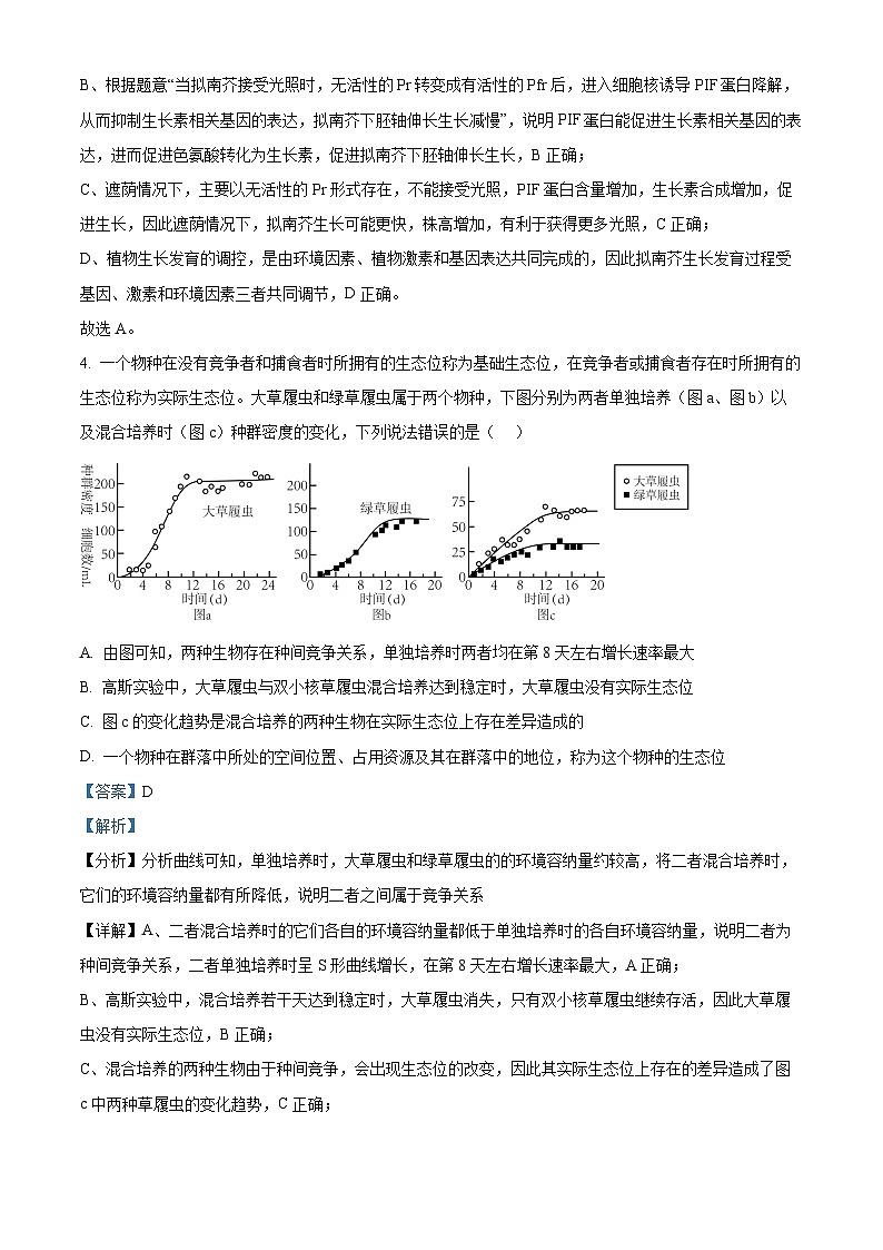 2024届山西省朔州市怀仁市第一中学校高三下学期四模理科综合试题-高中生物（解析版）第3页
