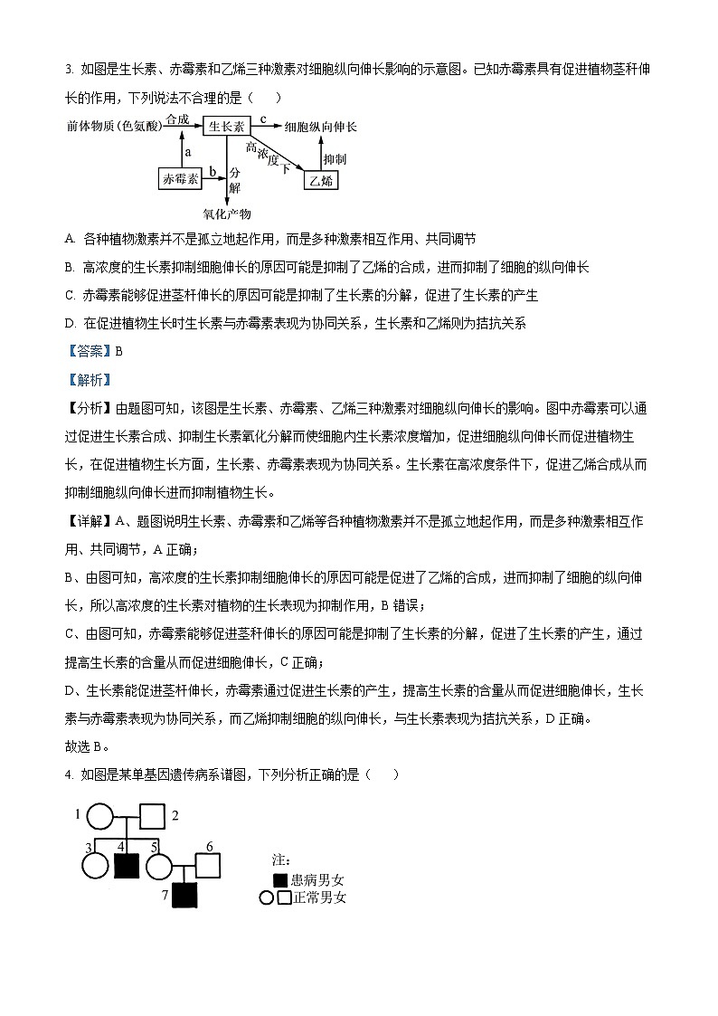 2024届陕西省宝鸡市高三下学期三模考试理科综合试题-高中生物（原卷版+解析版）03