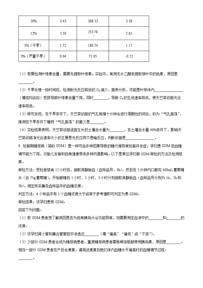 2024届陕西省铜川市高三下学期第三次模拟考试理科综合试题-高中生物（原卷版）第3页