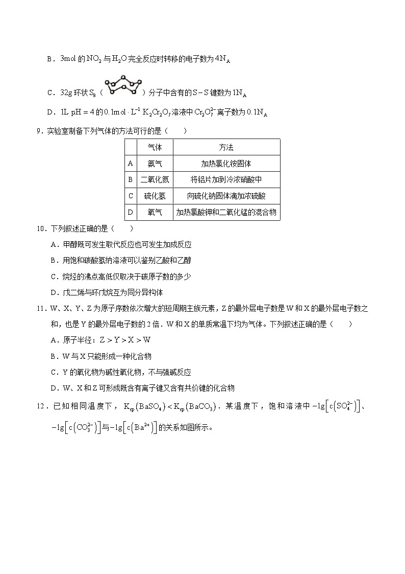 （网络收集版）2021年全国甲卷理综高考真题文档版（含答案）03