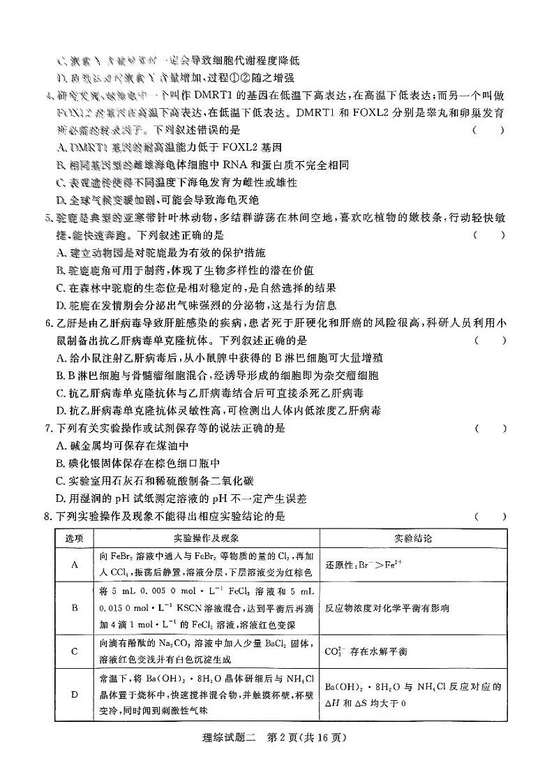 2024届河南省南阳市第一中学校高三下学期高考冲刺押题卷（二）理科综合试题第2页