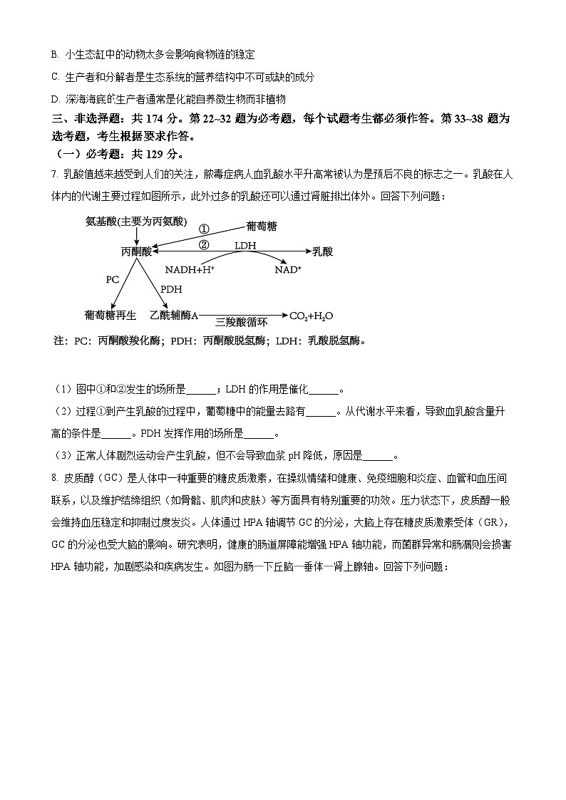 2024届陕西省铜川市王益中学高三下学期模拟考试（十一）理综试题-高中生物03