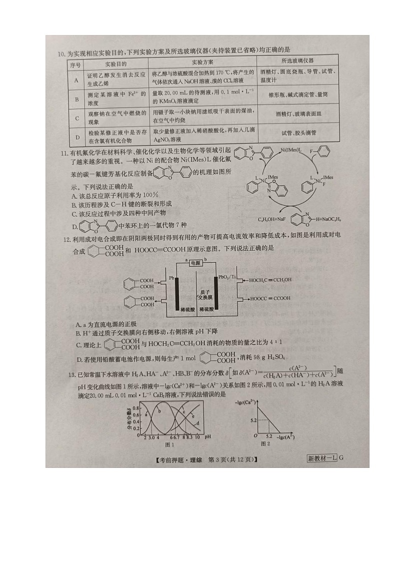 2024届河南省信阳市高三下学期高考考前押题理科综合试卷03