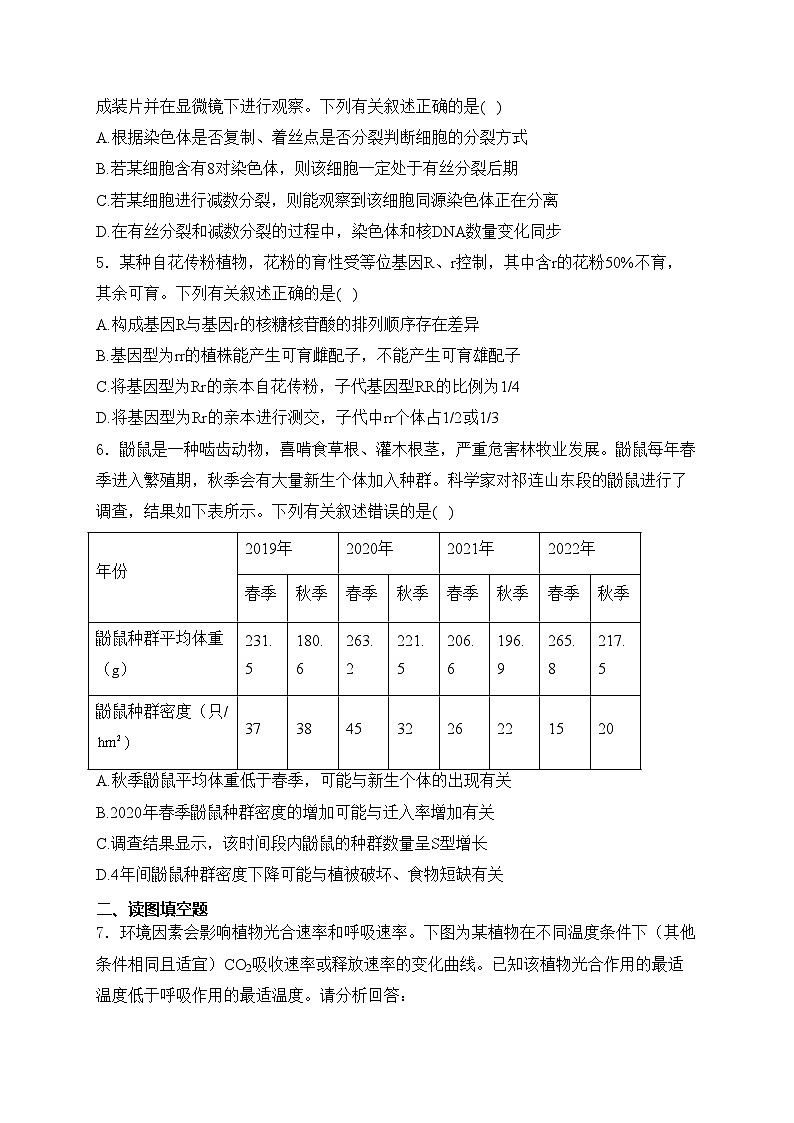 四川省泸州市2024届高三二诊理综生物试卷(含答案)02