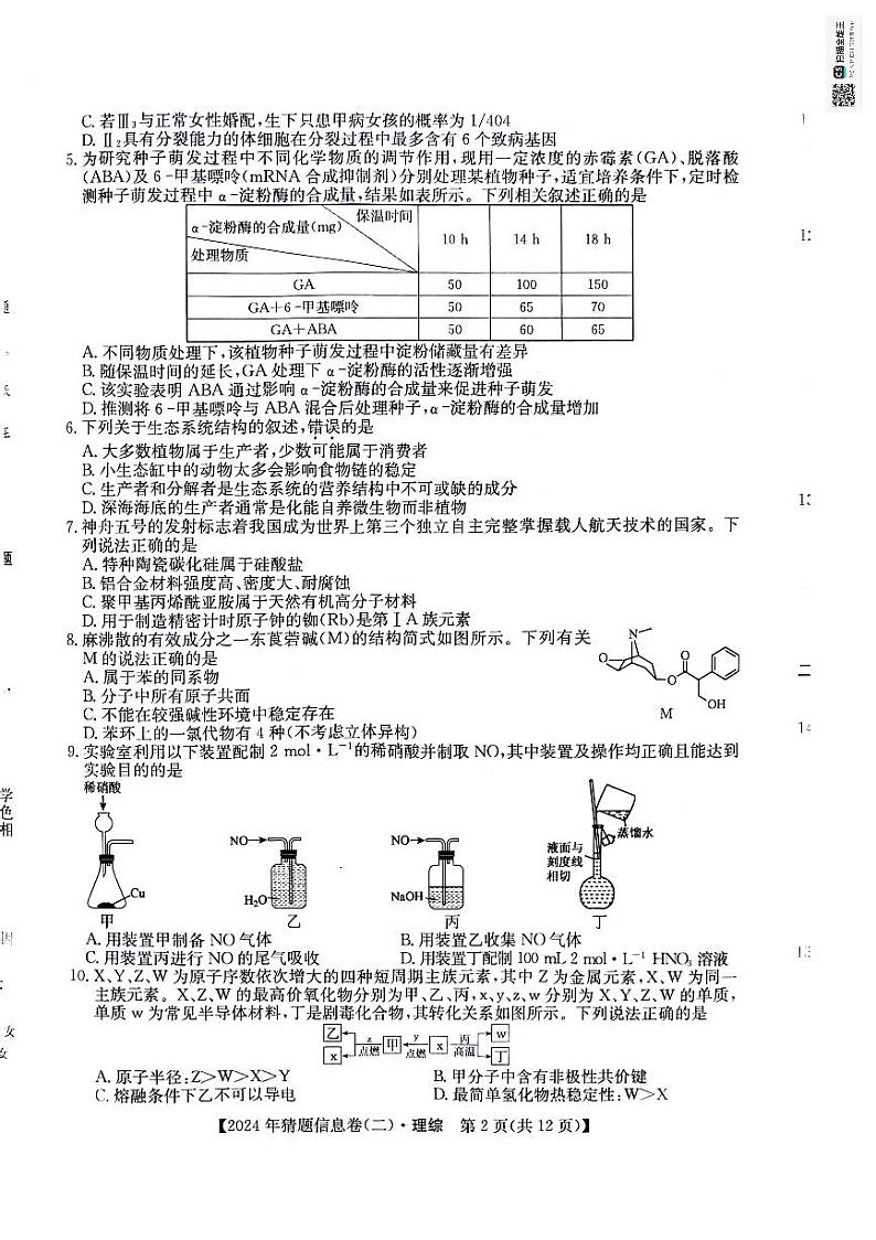 理科综合试题第2页