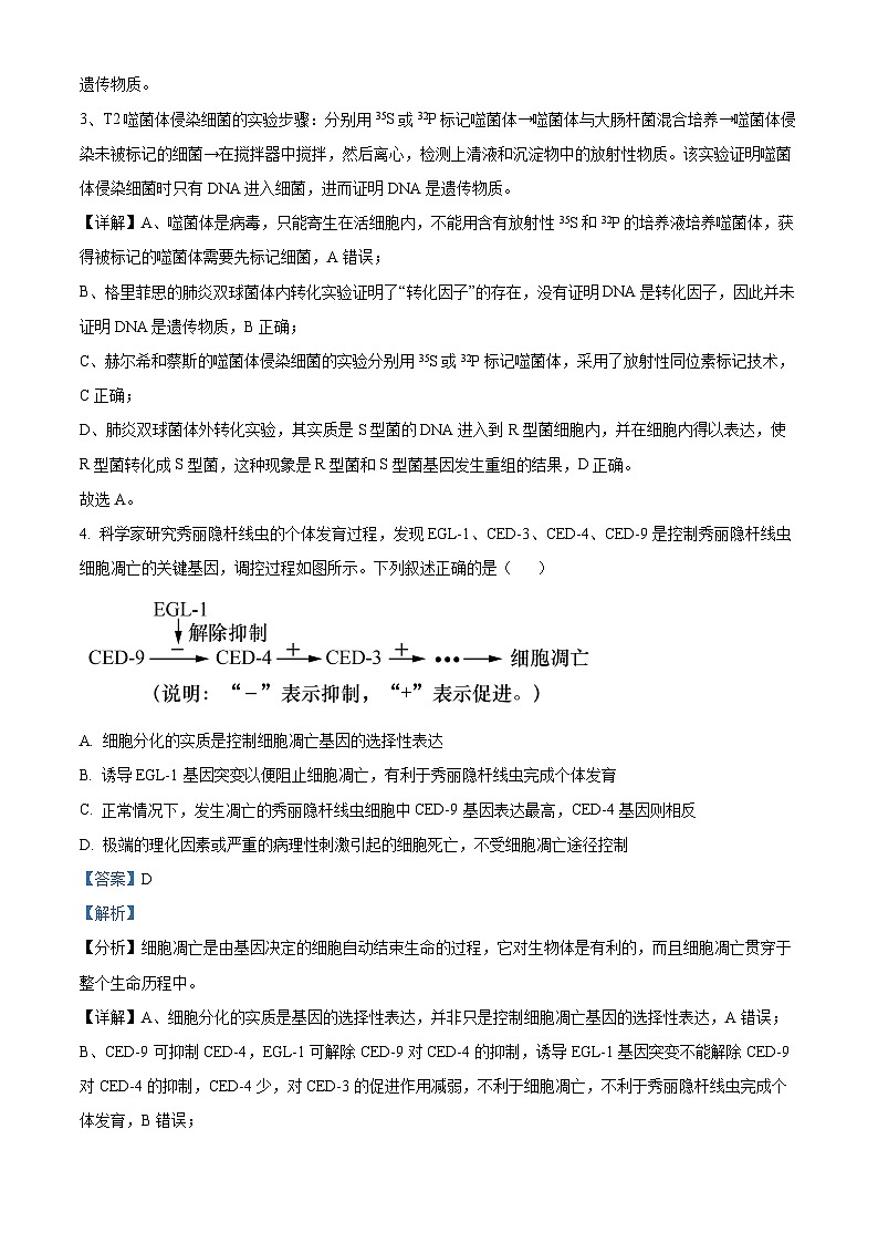2024届青海省西宁市高三下学期二模理科综合试卷-高中生物（解析版）第3页