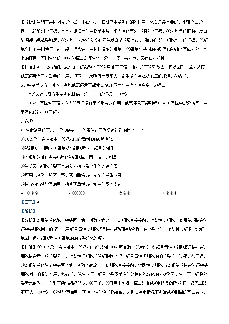 2024山西省太原市高三下学期三模考试理科综合试卷-高中生物（解析版）第3页