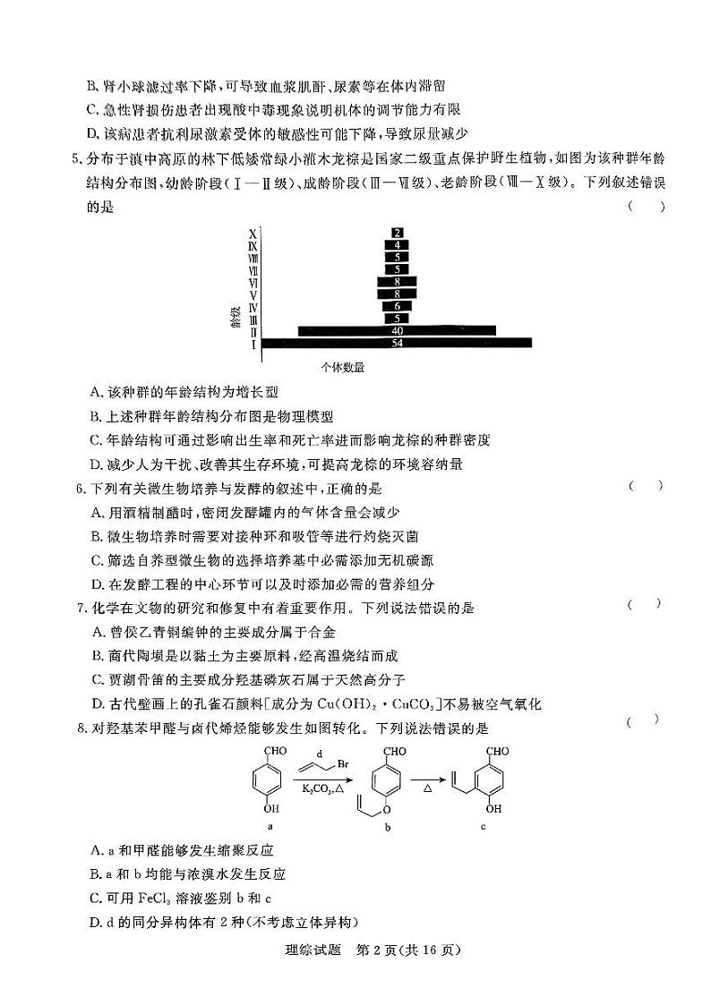 2024河南省部分高中高三下学期5月联合测评试题理综PDF版含解析第2页