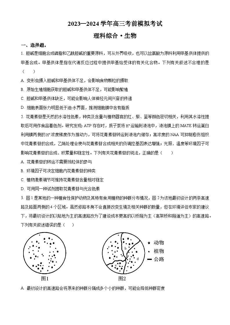 2024届河南省名校联盟高三考前模拟大联考(三模)理综试题-高中生物（原卷版+解析版）01