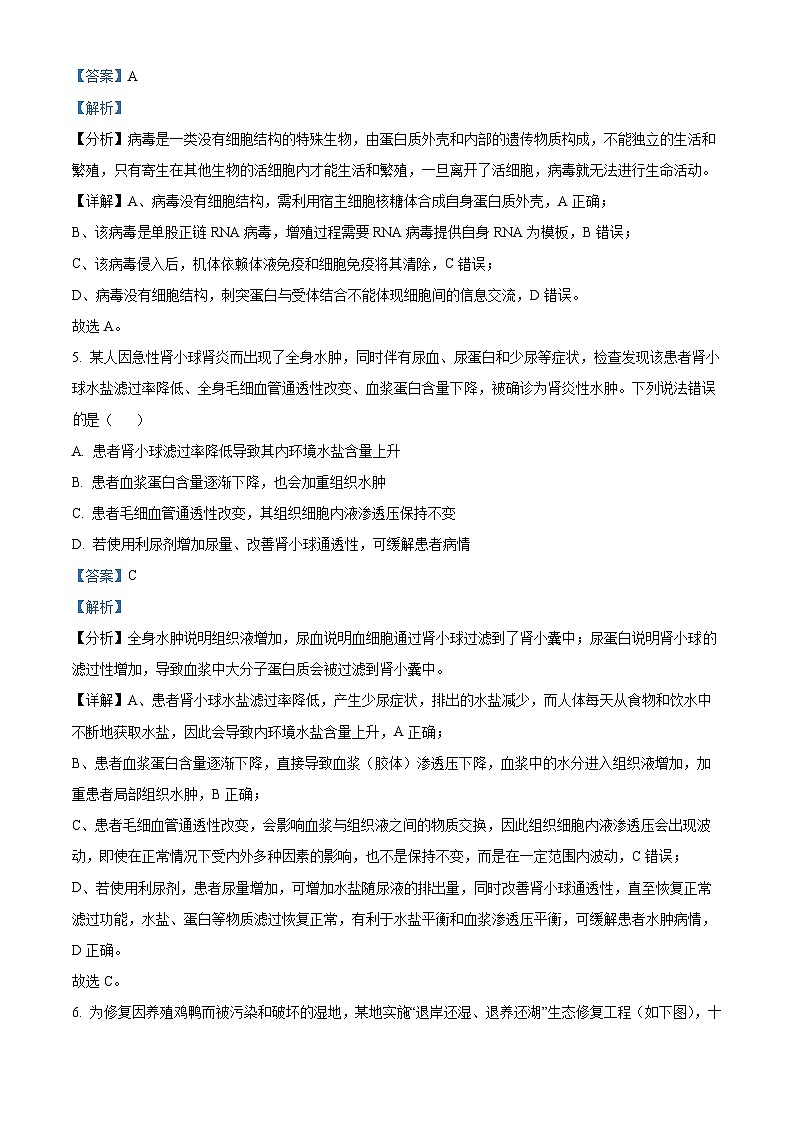 2024届陕西省柞水中学高三下学期模拟预测理综试题-高中生物（教师版 ）第3页