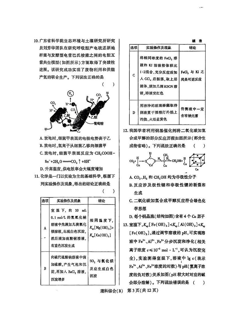 2024届河南驻马店经济开发区高级中学高三下学期三模理综试题03